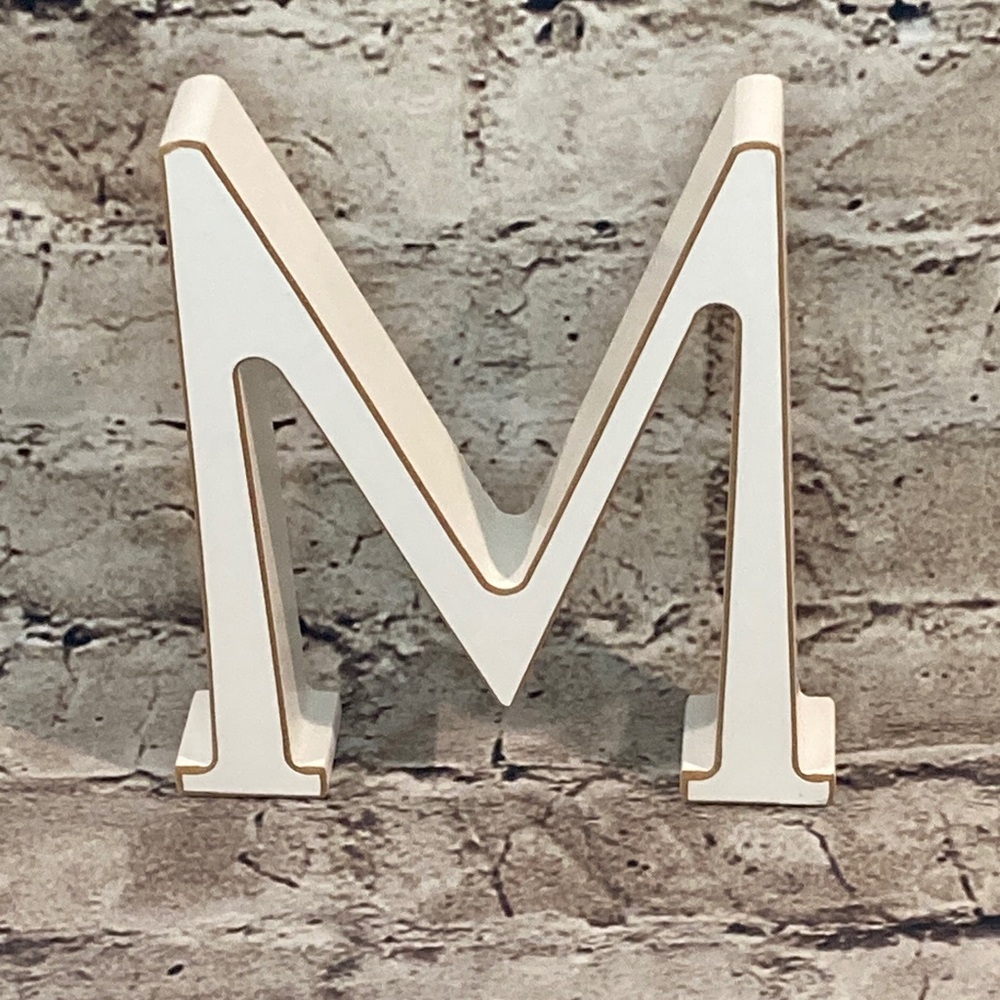 Elegant White Letter “M” Room Accent